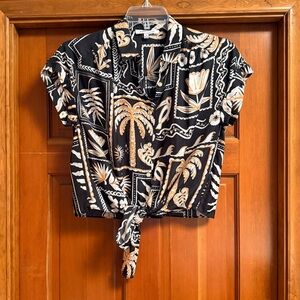 Rose & Olive Black and Cream Tropical Blouse